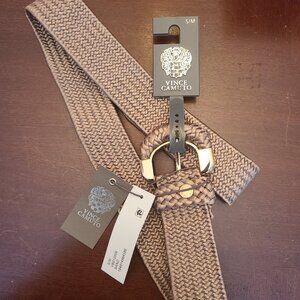 Vince Camuto Beautiful Woven Belt - S/M - Sand/Gold